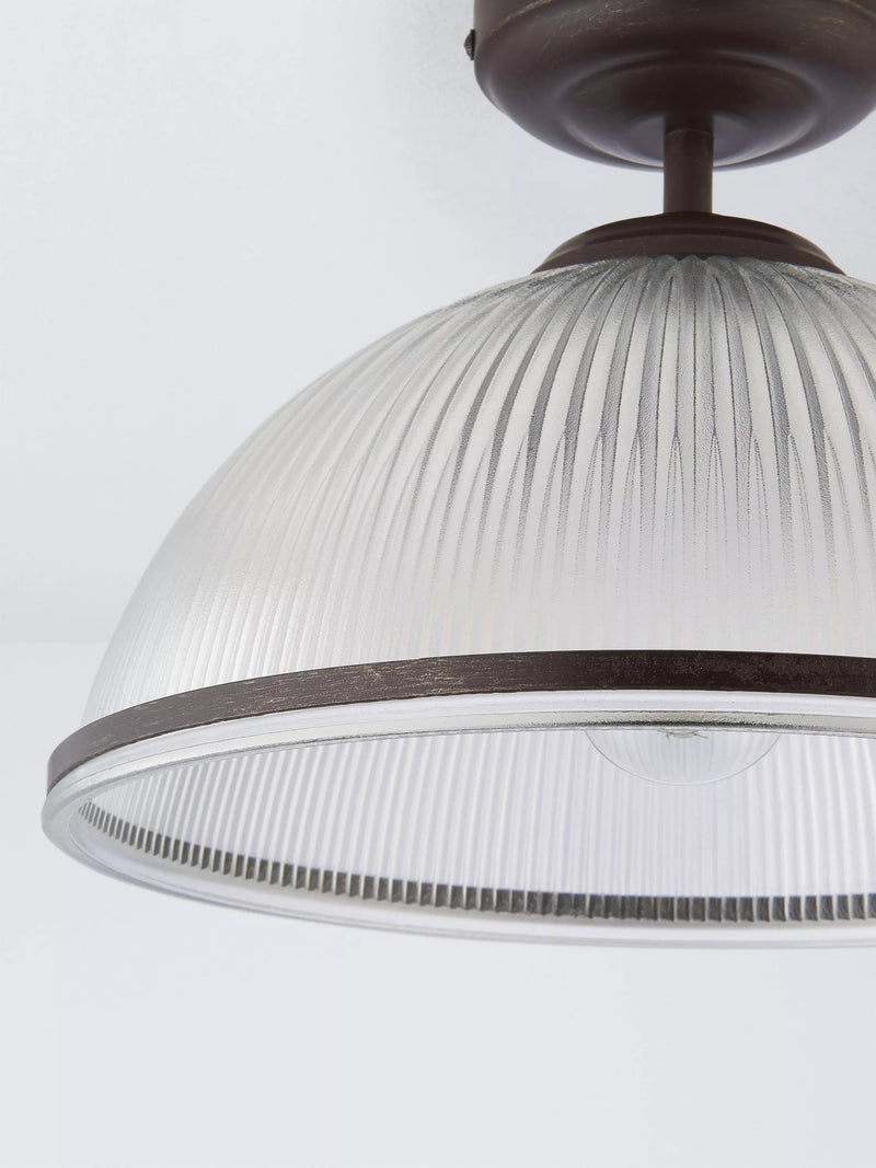 John Lewis Tristan ribbed glass semi flush ceiling light bronze, UK version
