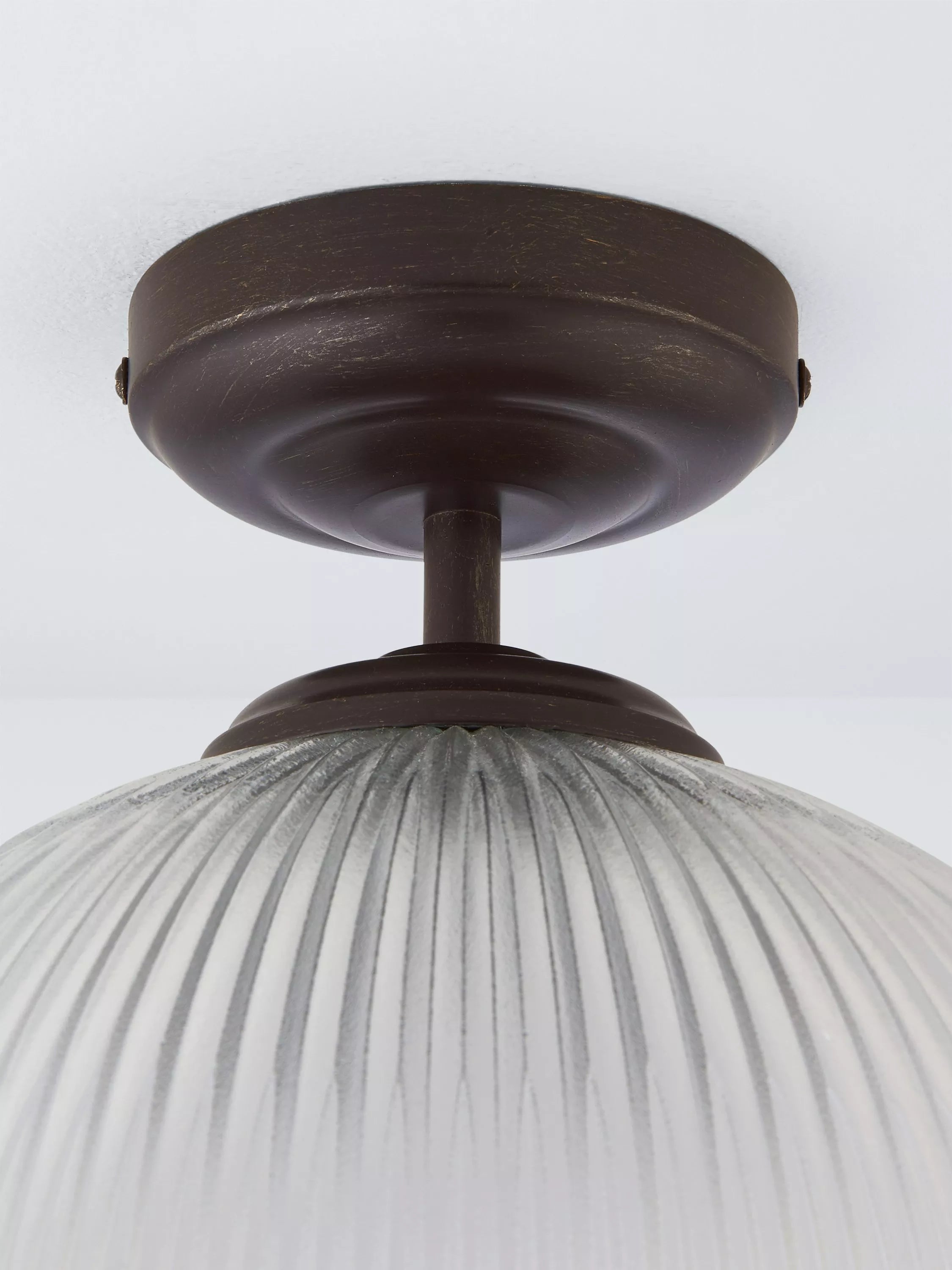 John Lewis Tristan ribbed glass semi flush ceiling light bronze, UK version
