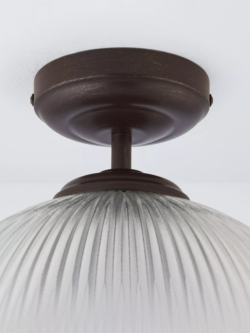 John Lewis Tristan ribbed glass semi flush ceiling light bronze, UK version