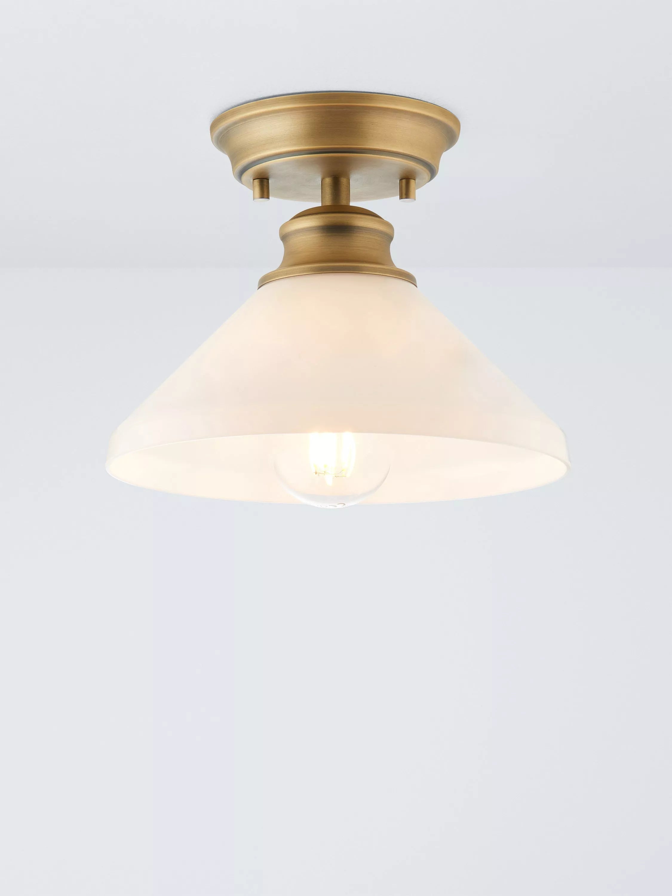 John Lewis Tula opaline glass semi flush ceiling light clear, UK version