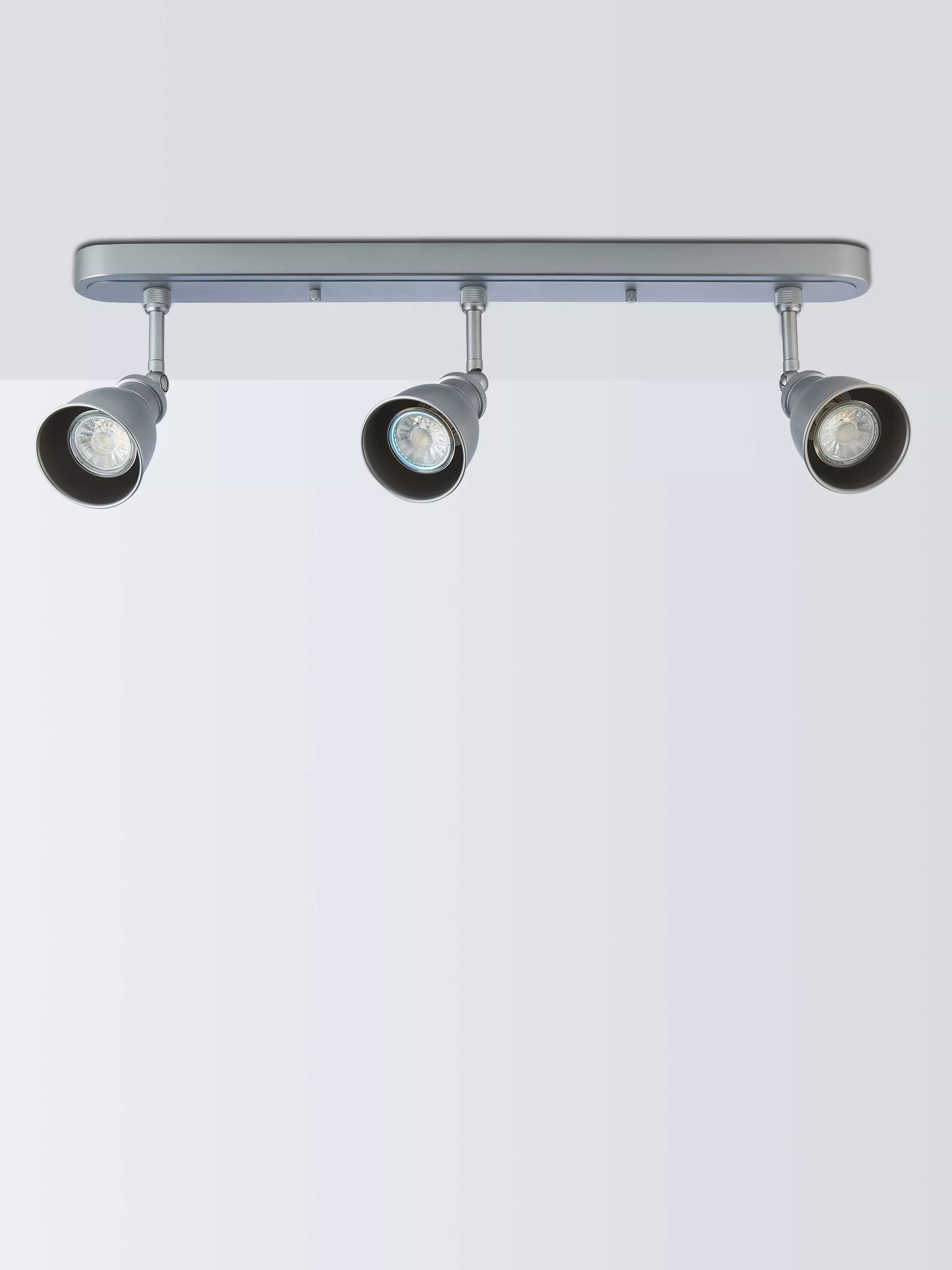 John Lewis Baldwin 3 spotlight ceiling bar silver, imported from the UK