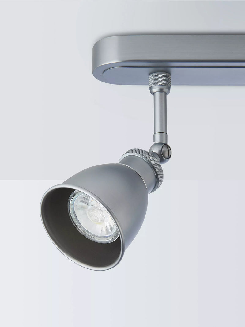 John Lewis Baldwin 3 spotlight ceiling bar silver, imported from the UK