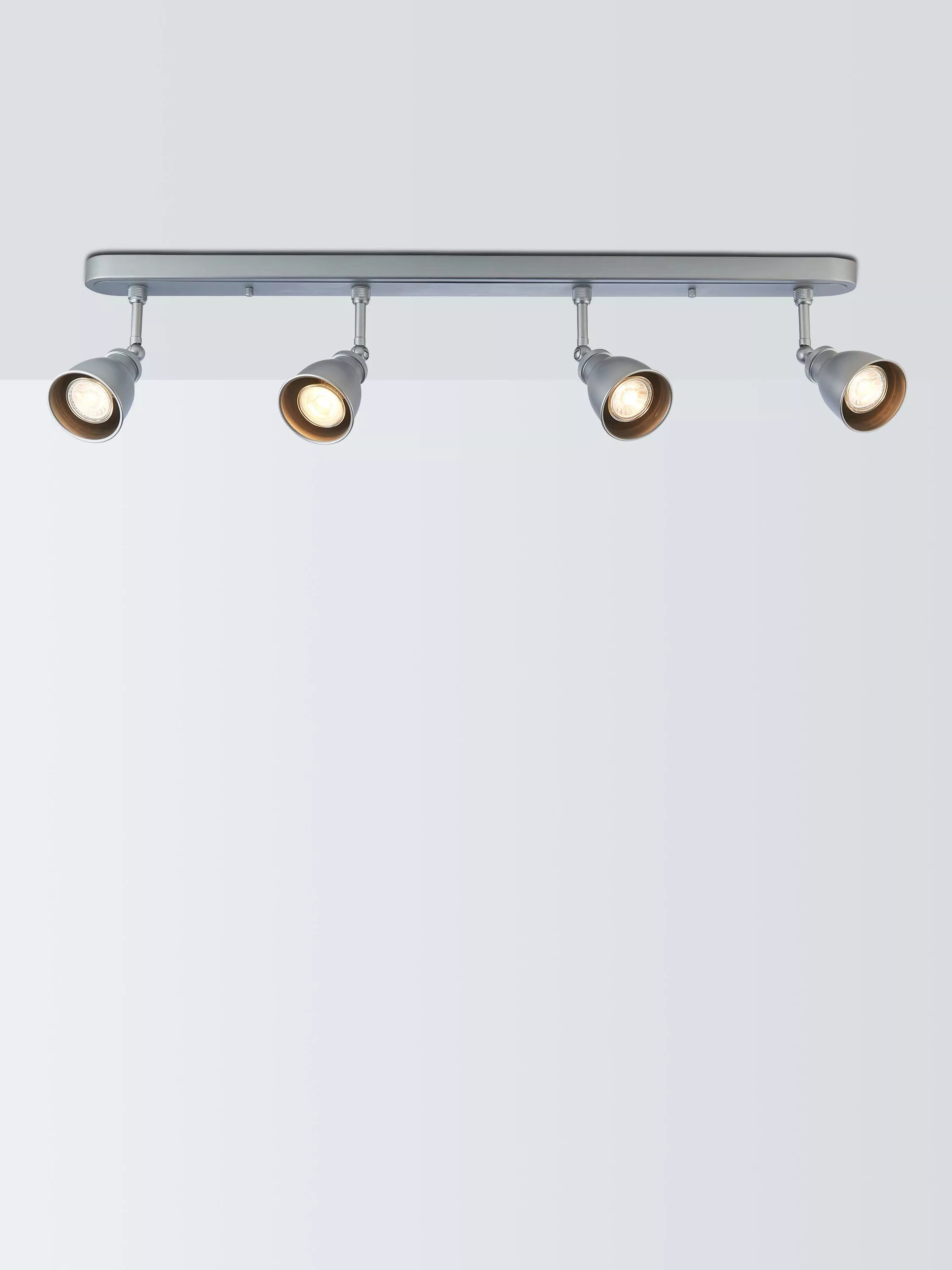John Lewis ceiling spotlight bar silver 4 bulb, imported from the UK