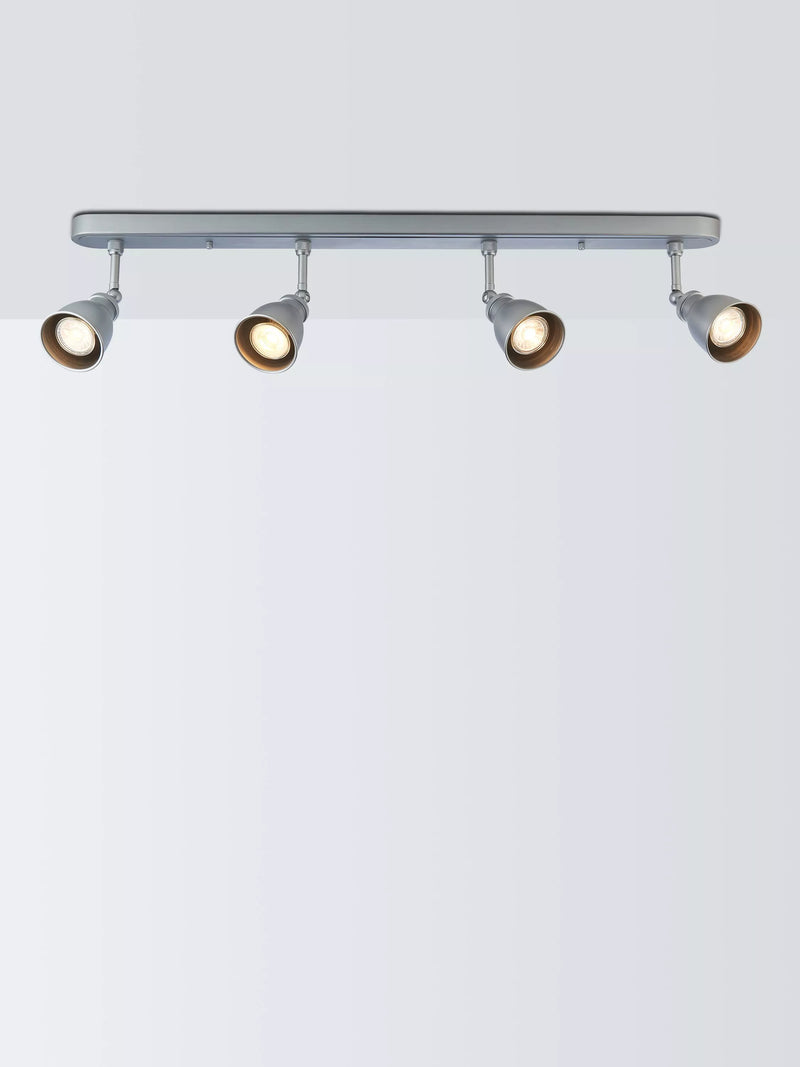 John Lewis ceiling spotlight bar silver 4 bulb, imported from the UK