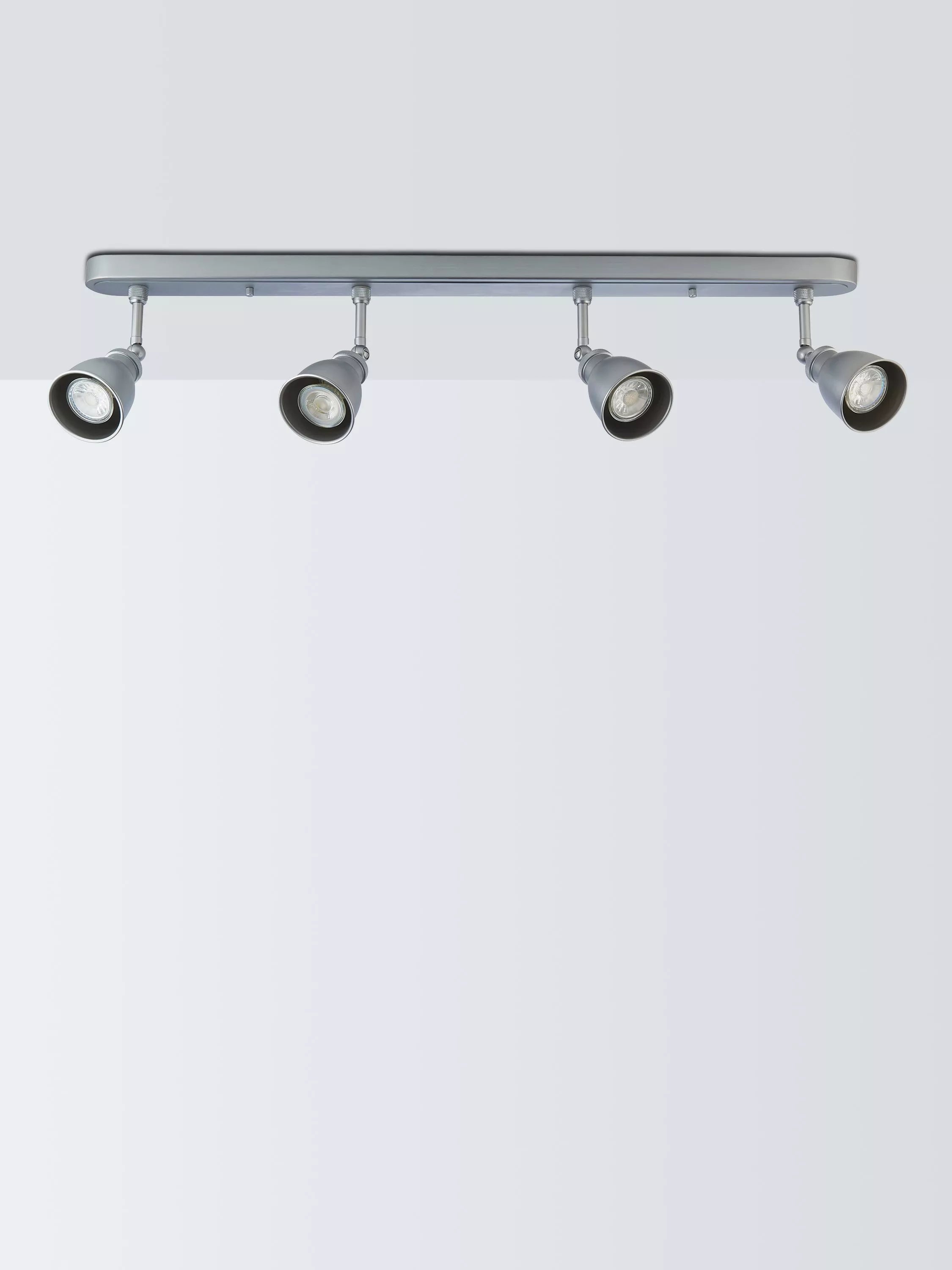 John Lewis ceiling spotlight bar silver 4 bulb, imported from the UK