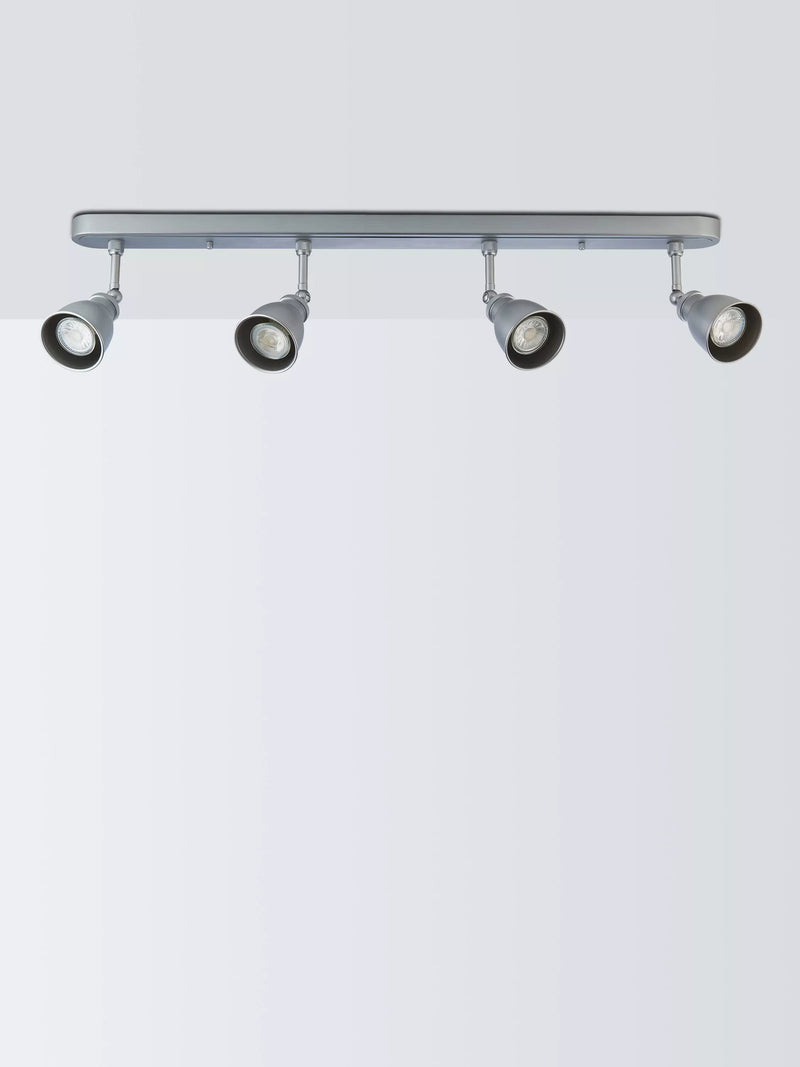 John Lewis ceiling spotlight bar silver 4 bulb, imported from the UK