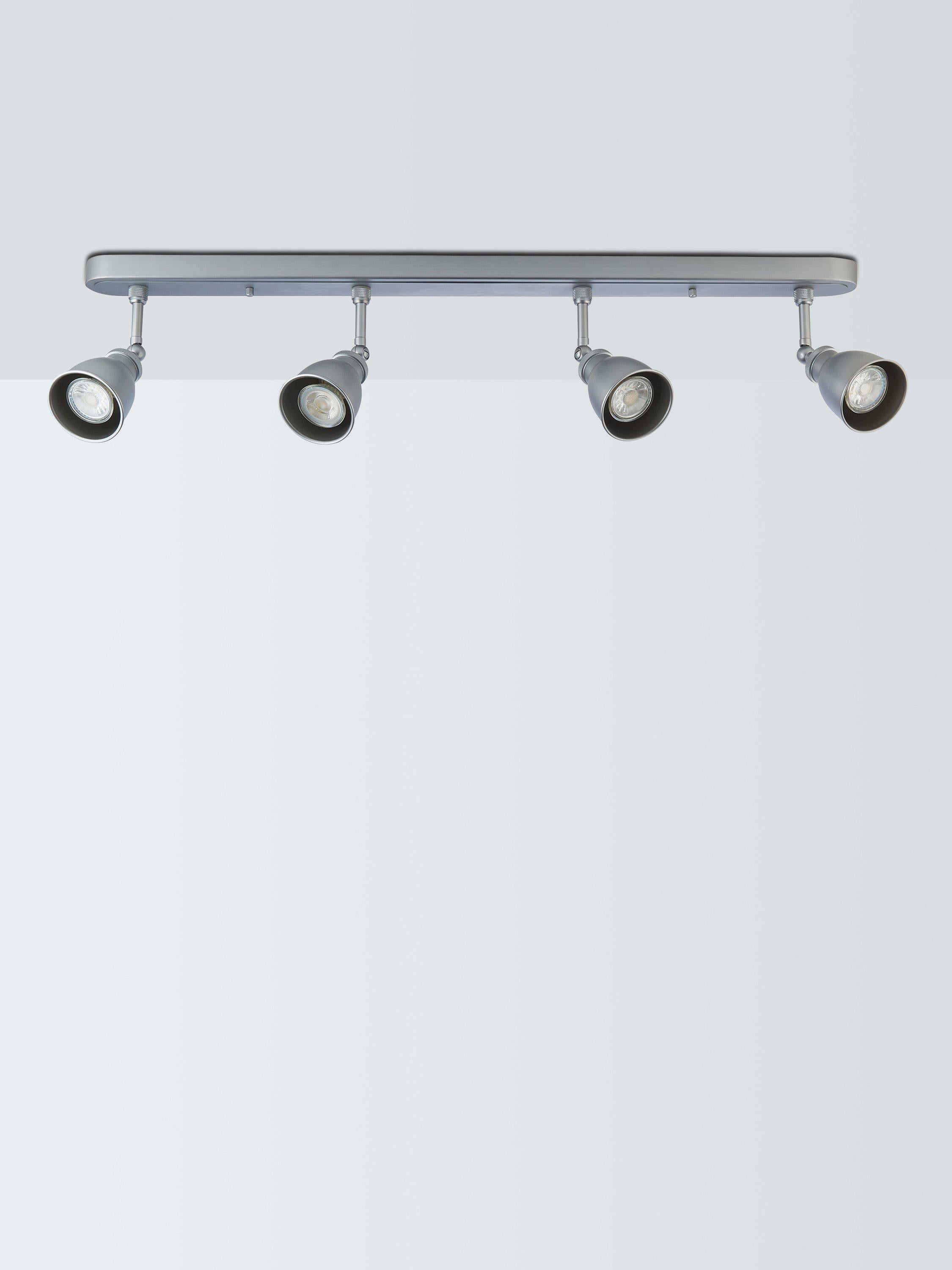 John Lewis ceiling spotlight bar silver 4 bulb, imported from the UK