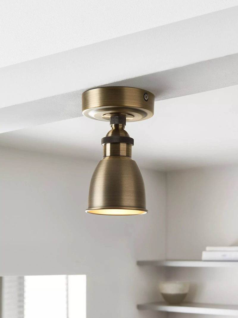 John Lewis Baldwin flush ceiling spotlight antique brass (British brand)