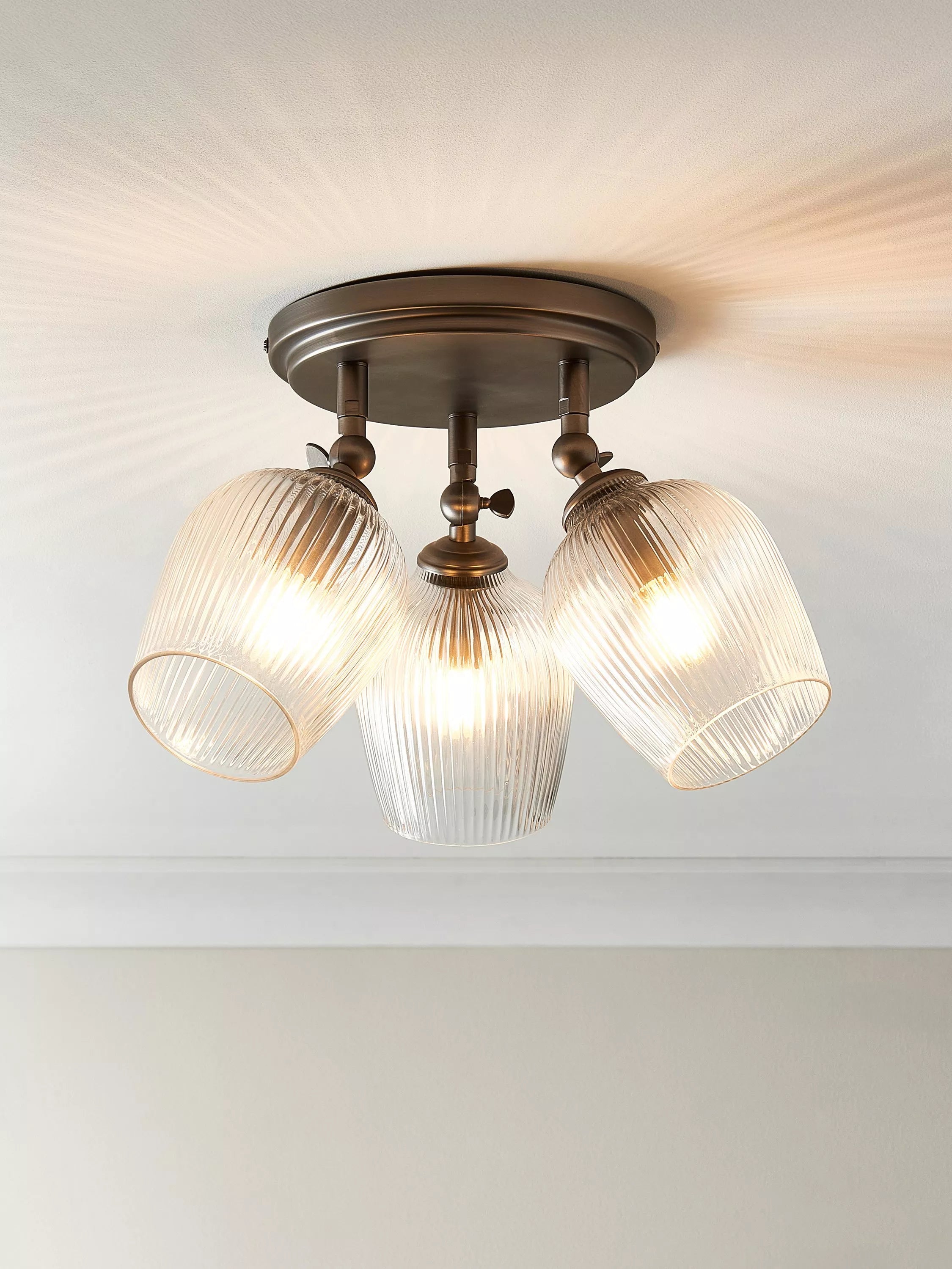 John Lewis Fulbrook 3 glass shade ceiling spotlight clear 51cm (British brand)
