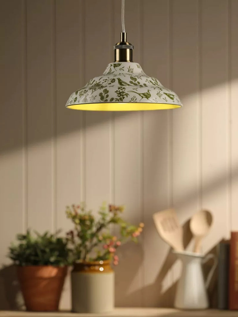 Joules pheasant print ceramic ceiling light light green, imported from the UK