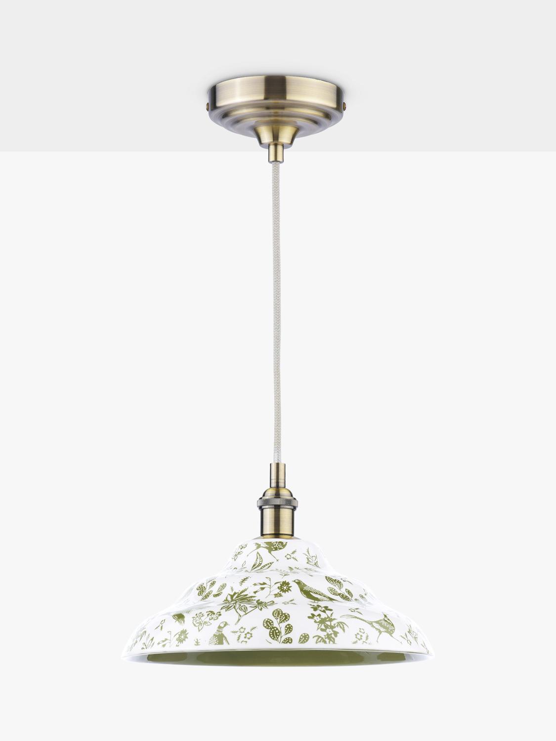 Joules pheasant print ceramic ceiling light light green, imported from the UK