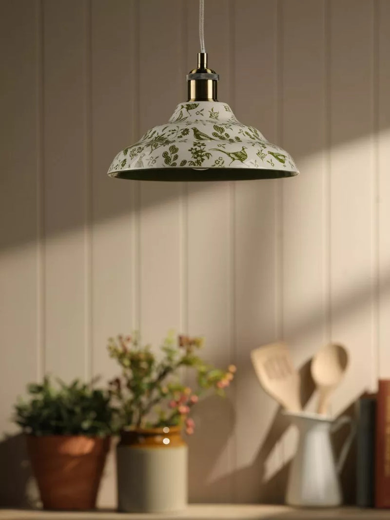 Joules pheasant print ceramic ceiling light light green, imported from the UK