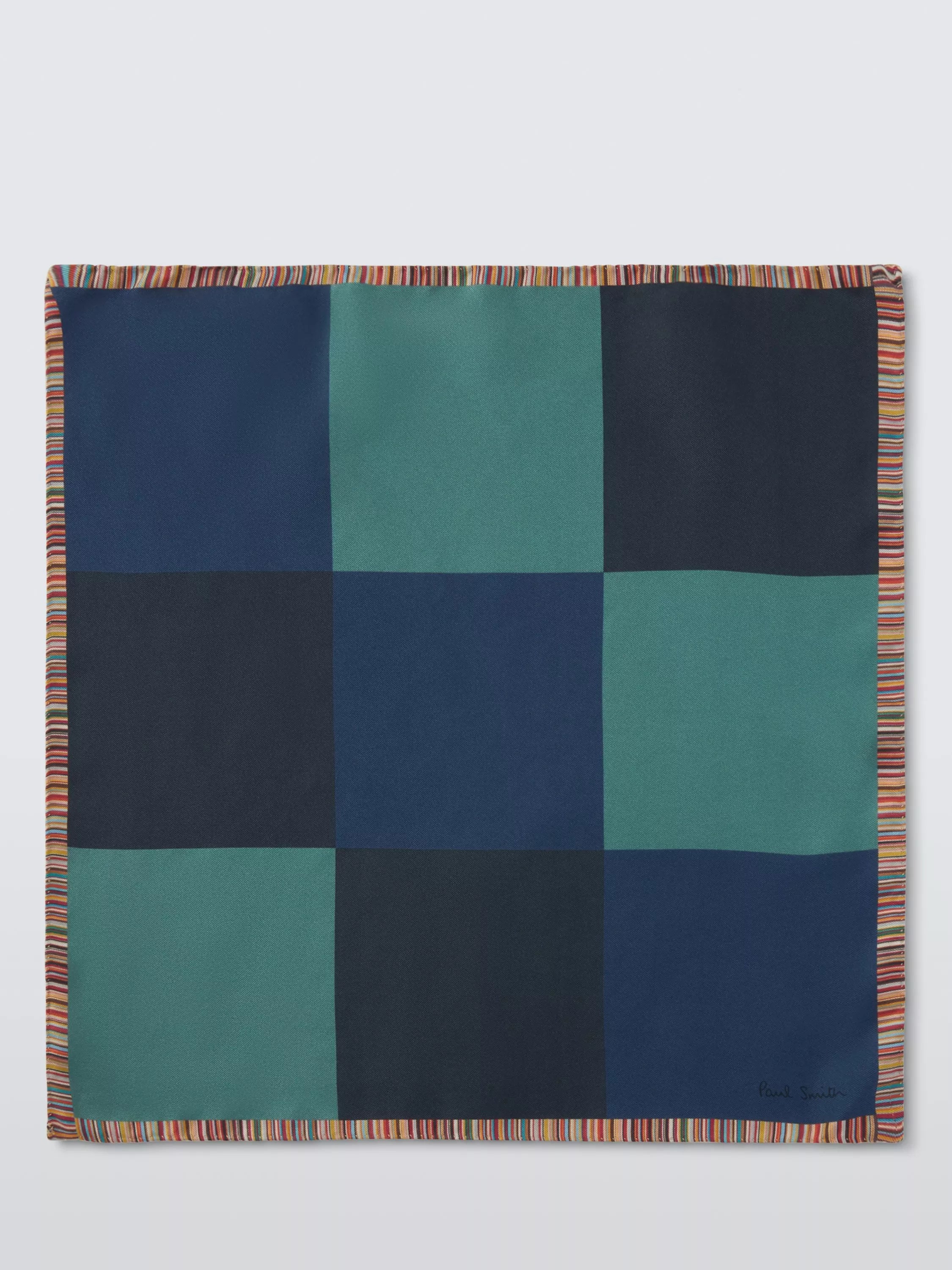 Paul Smith blue check silk pocket square - British product
