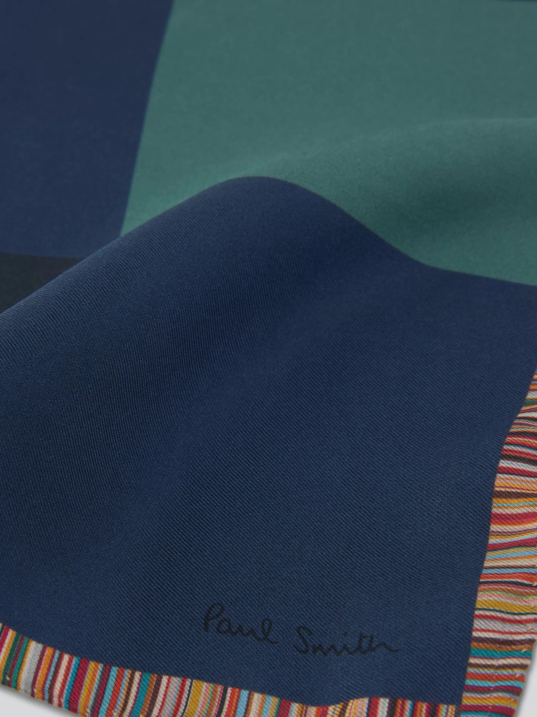 Paul Smith blue check silk pocket square - British product