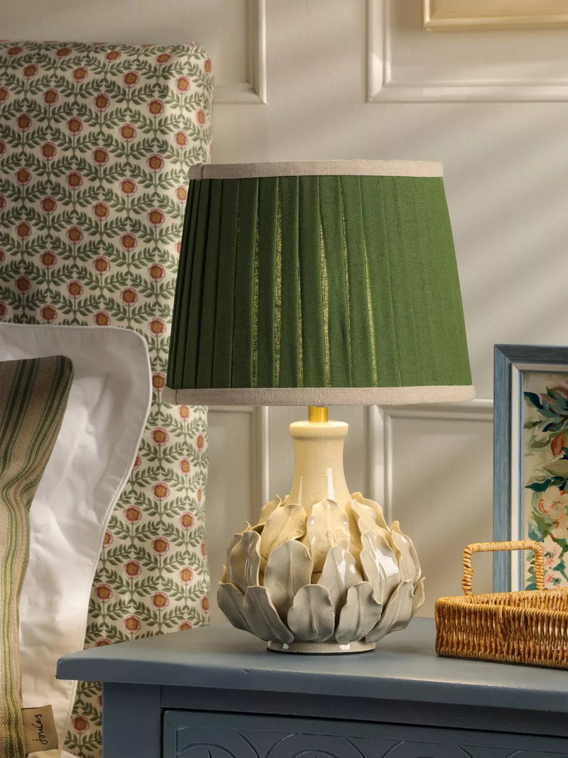 Joules Chatsworth small ceramic leaf table lamp natural cream, UK version
