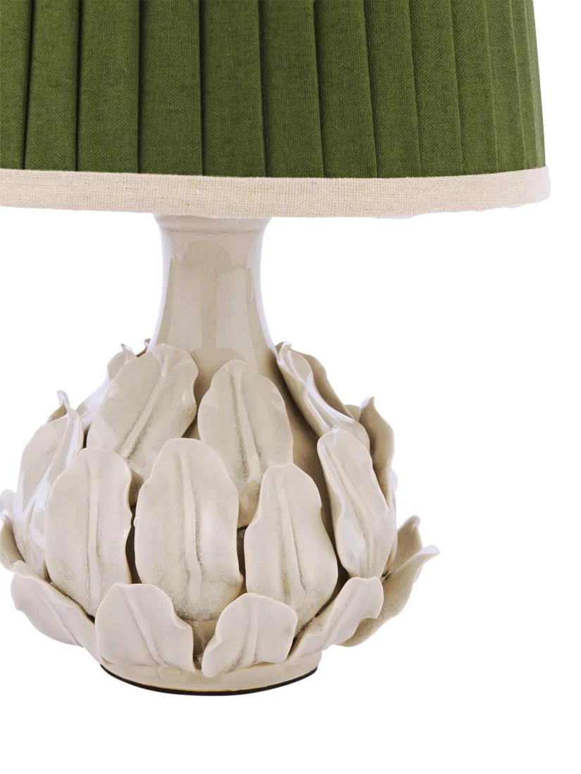 Joules Chatsworth small ceramic leaf table lamp natural cream, UK version