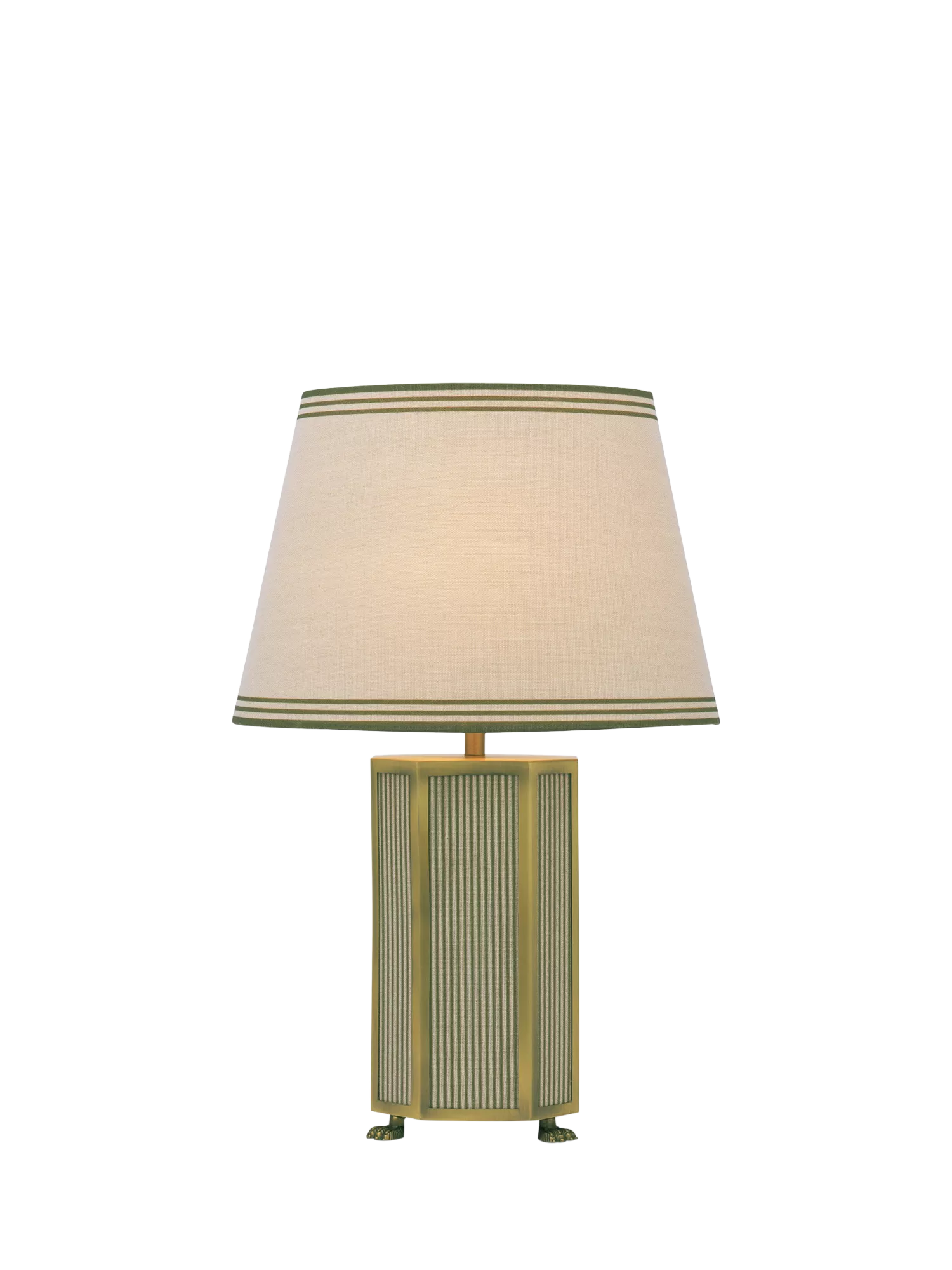 Joules Helmingham striped table lamp light green, imported from the UK