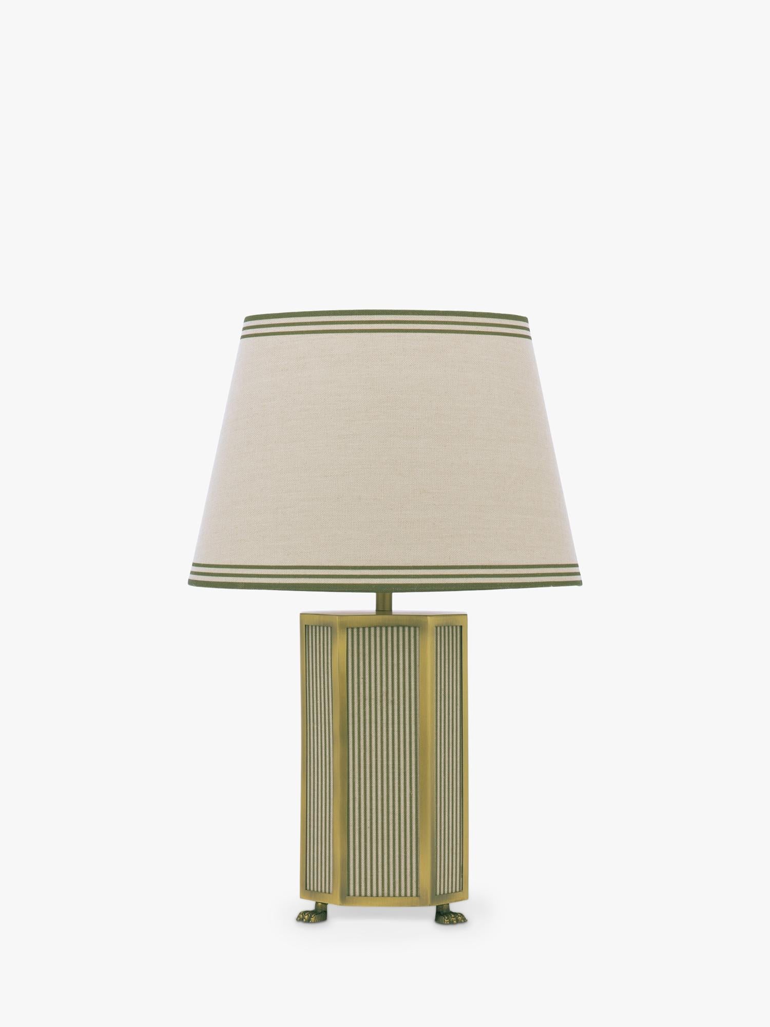 Joules Helmingham striped table lamp light green, imported from the UK