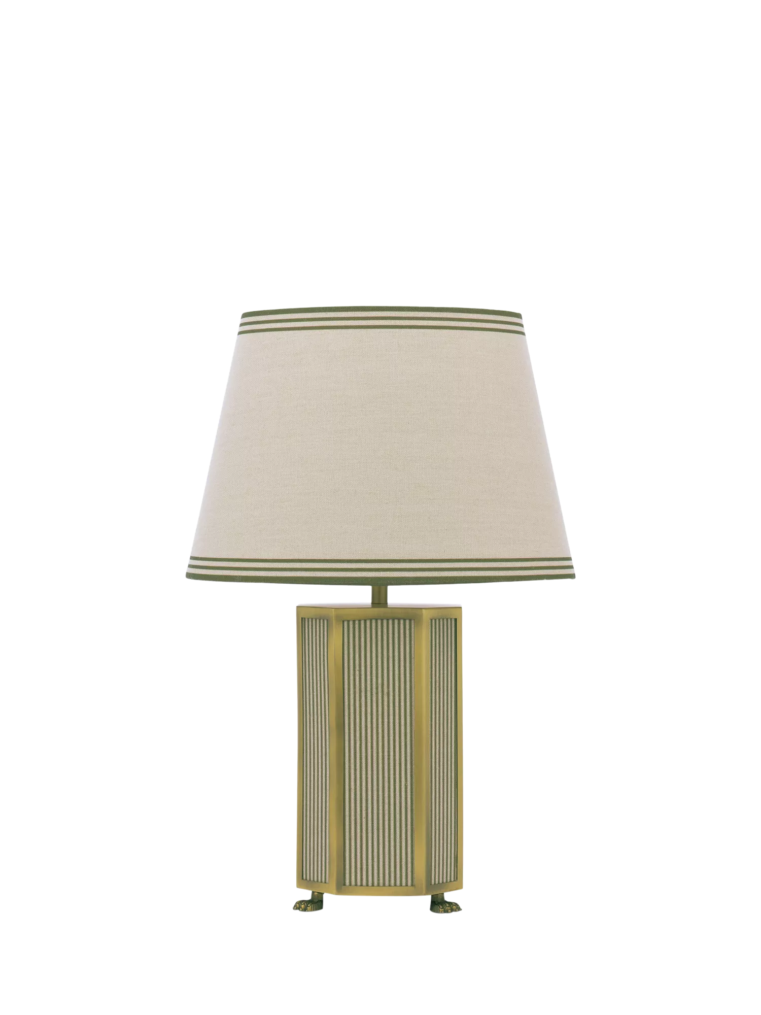 Joules Helmingham striped table lamp light green, imported from the UK