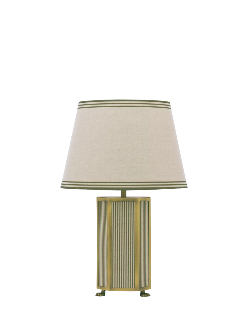 Joules Helmingham striped table lamp light green, imported from the UK