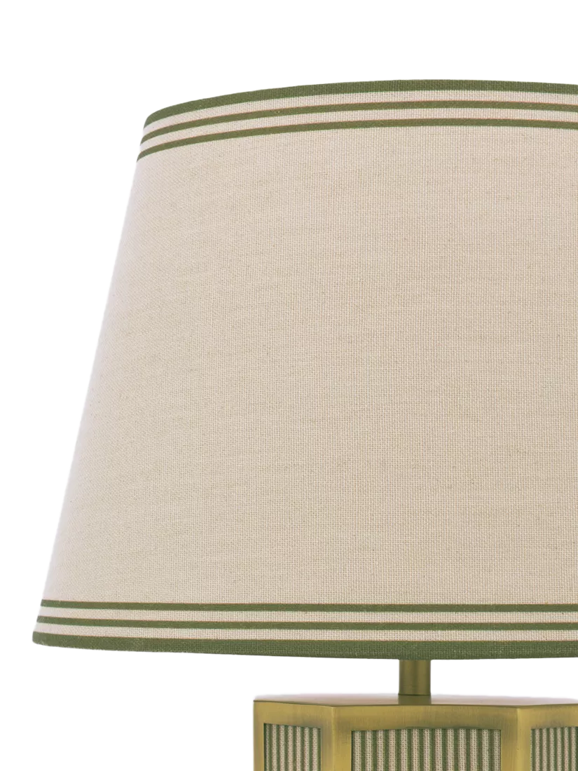 Joules Helmingham striped table lamp light green, imported from the UK