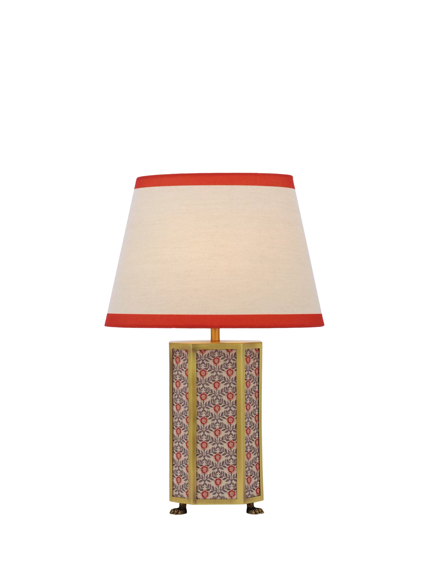 Joules Helmingham claw foot floral table lamp bright red - British product