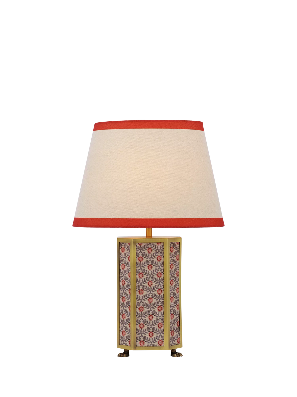 Joules Helmingham claw foot floral table lamp bright red - British product