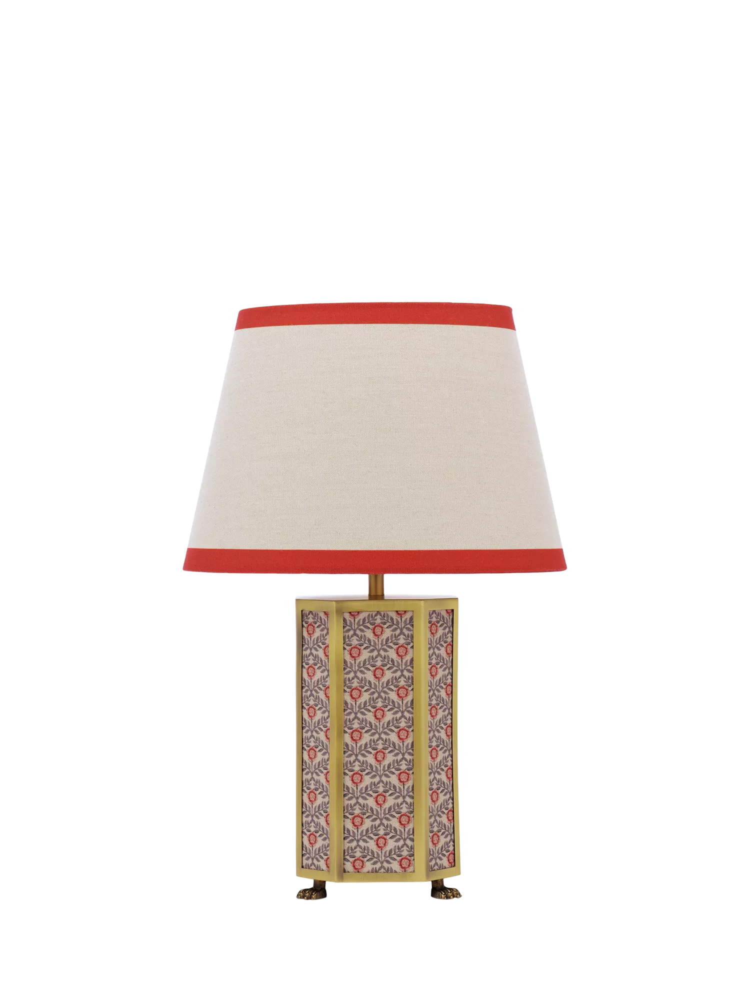 Joules Helmingham claw foot floral table lamp bright red - British product