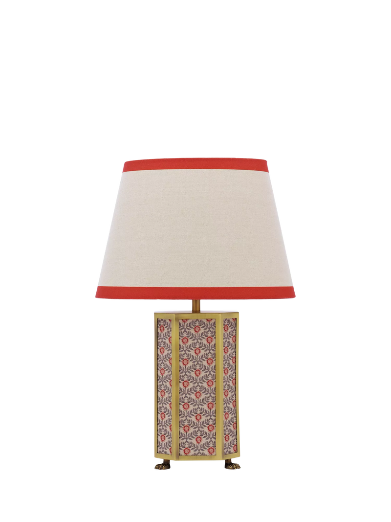 Joules Helmingham claw foot floral table lamp bright red - British product