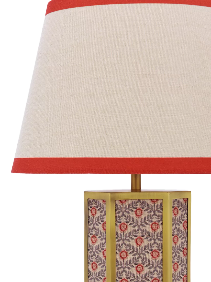 Joules Helmingham claw foot floral table lamp bright red - British product