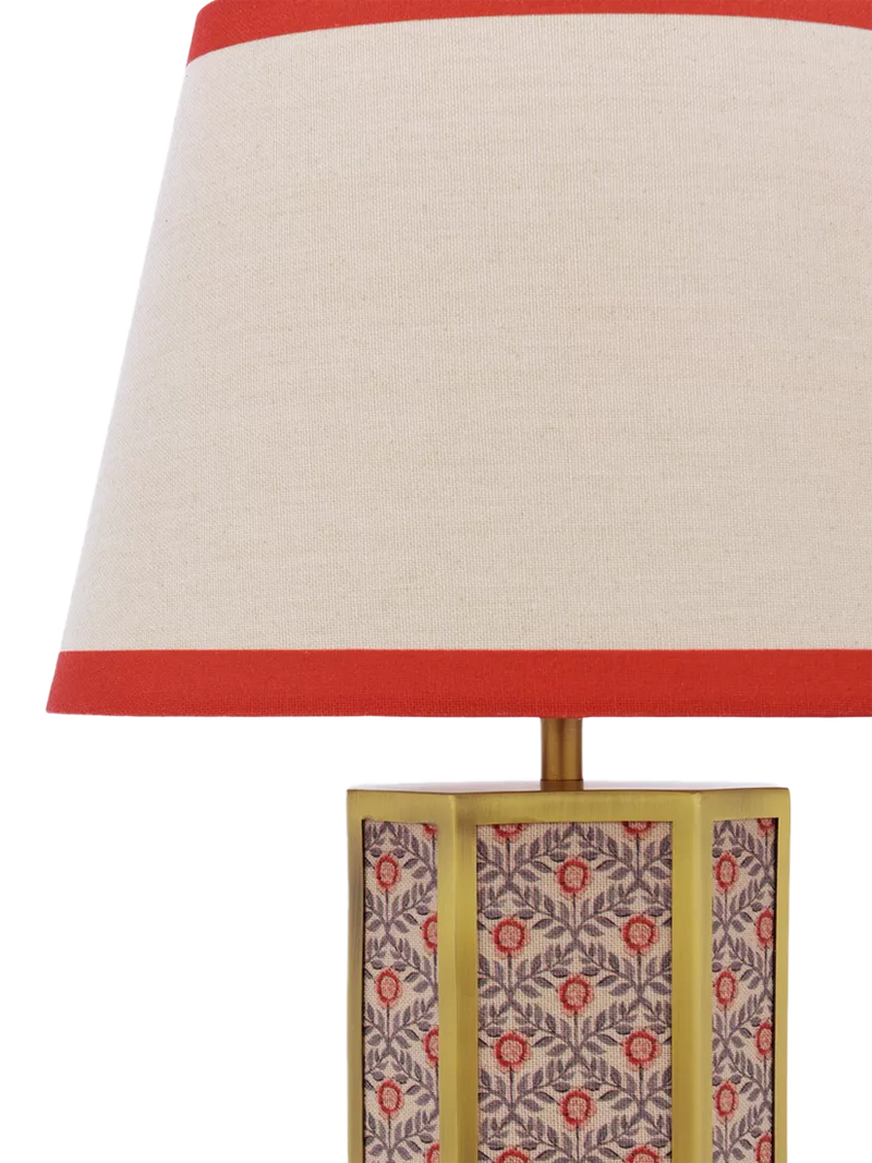Joules Helmingham claw foot floral table lamp bright red - British product
