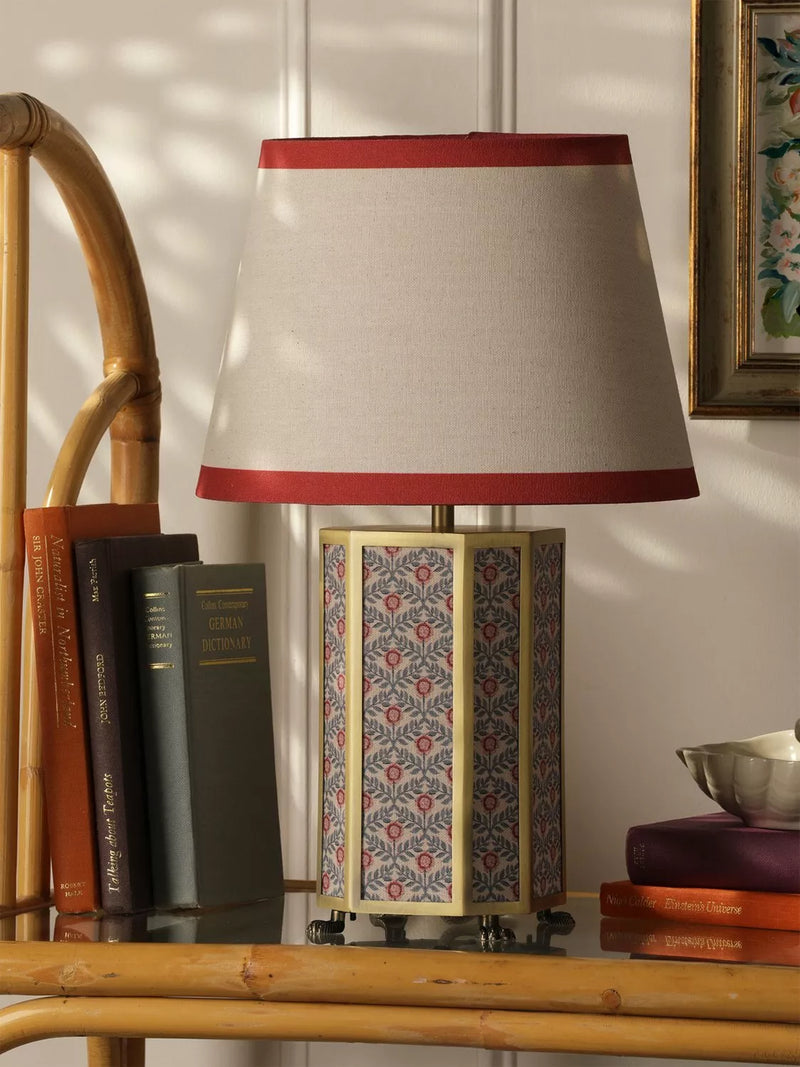 Joules Helmingham claw foot floral table lamp bright red - British product