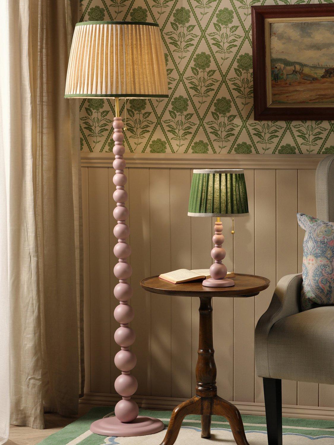 Joules Harewood floor lamp light pink pleated shade - British product
