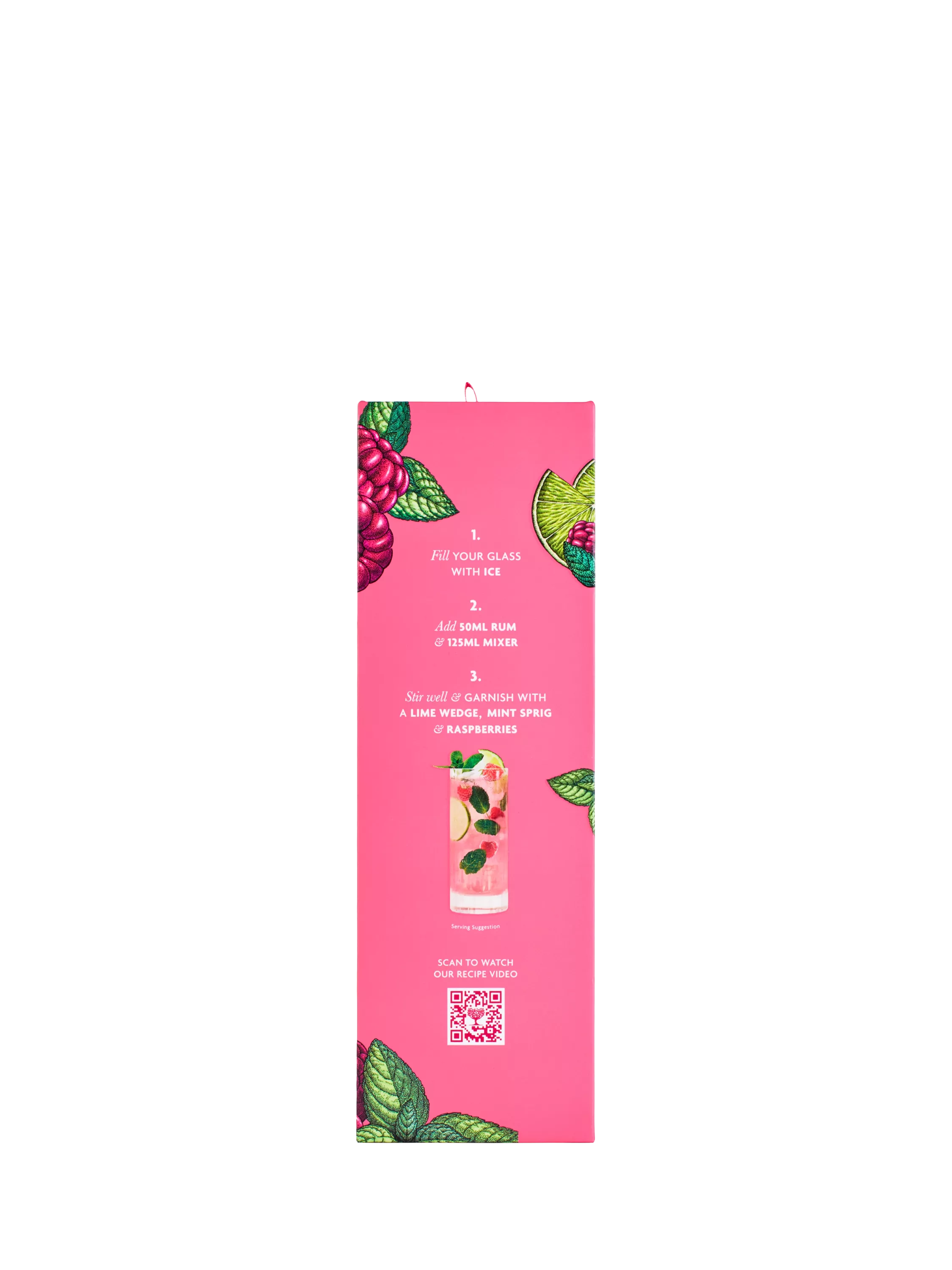 Fever-Tree raspberry mojito cocktail set with white rum miniatures and glasses - British product