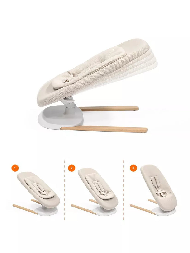 Stokke Yoga baby bouncer and swing in Light Sand, UK version