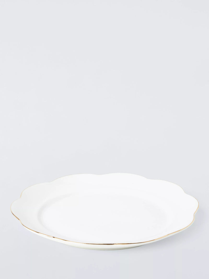 John Lewis fine china dinner plate gold rim 26.7cm, imported from the UK
