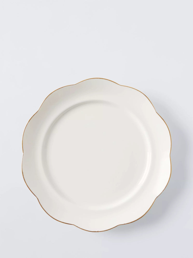 John Lewis Fleur fine china side plate 19.6cm gold rim, UK version