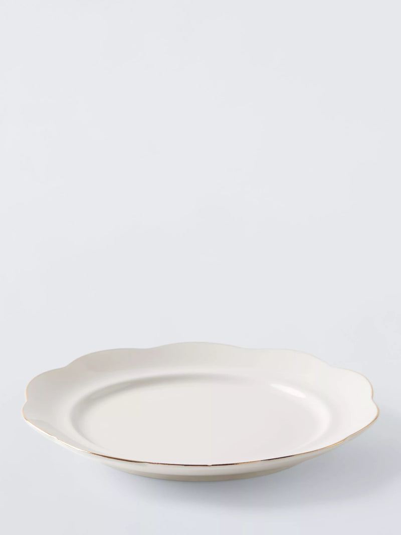 John Lewis Fleur fine china side plate 19.6cm gold rim, UK version