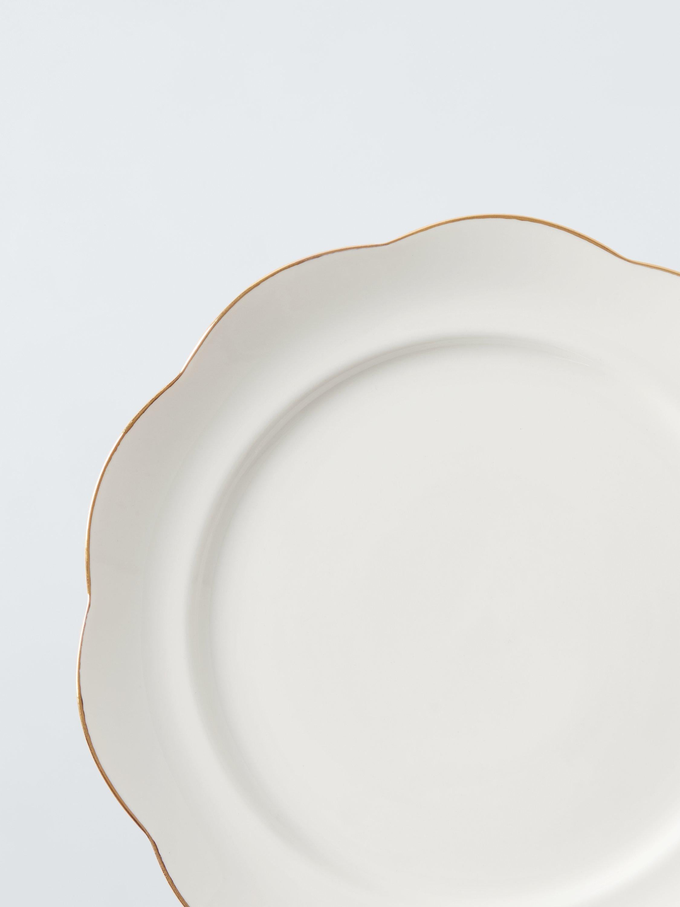 John Lewis Fleur fine china side plate 19.6cm gold rim, UK version