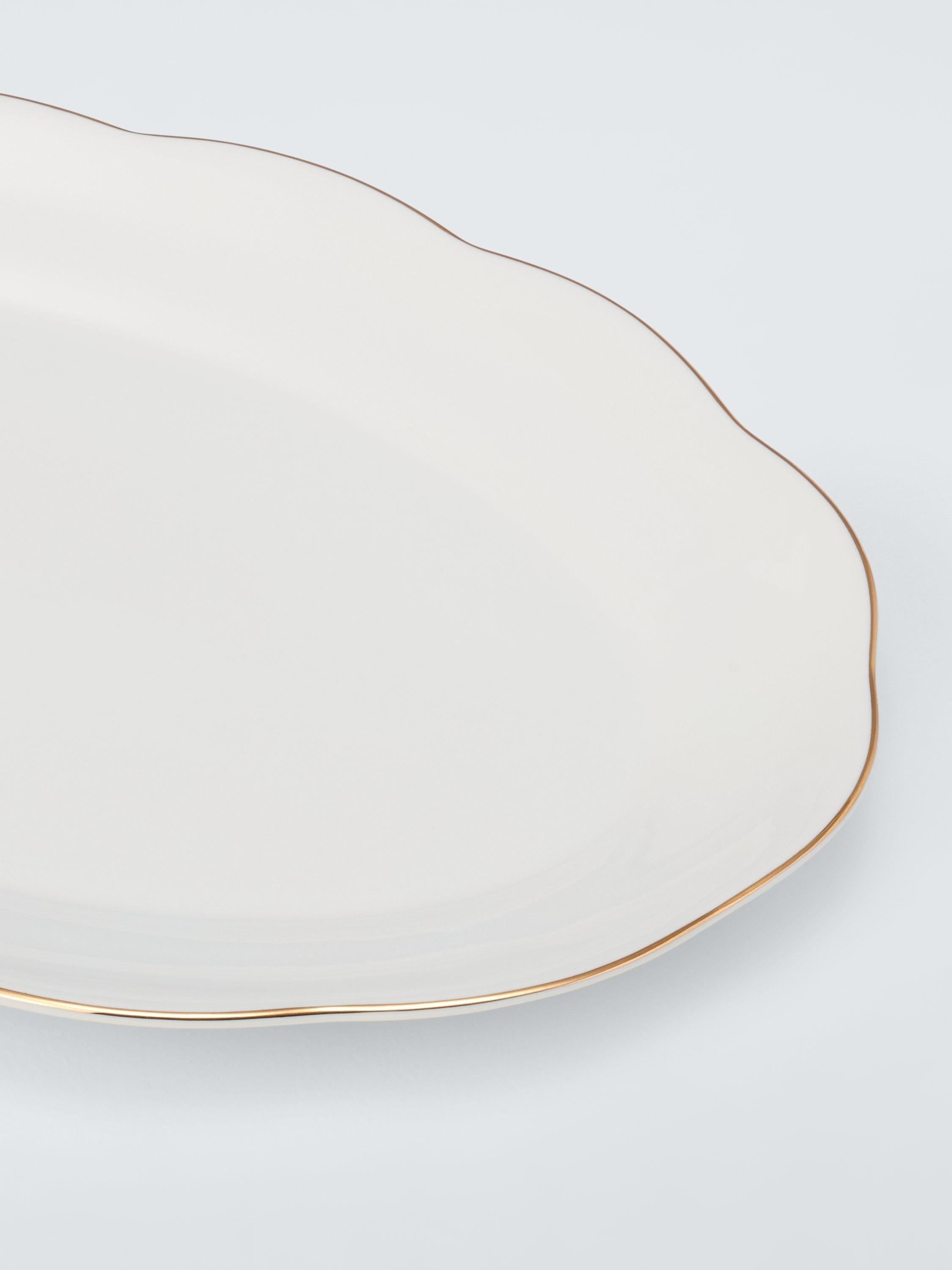 John Lewis Fleur fine china serving platter with gold rim 36.5cm (British brand)