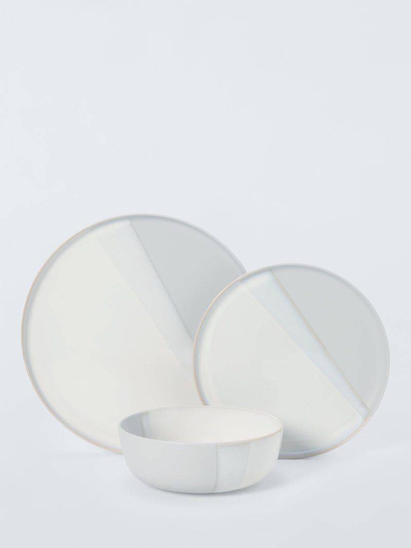 John Lewis stoneware dinnerware set 12-piece dipped glaze white/grey - British product