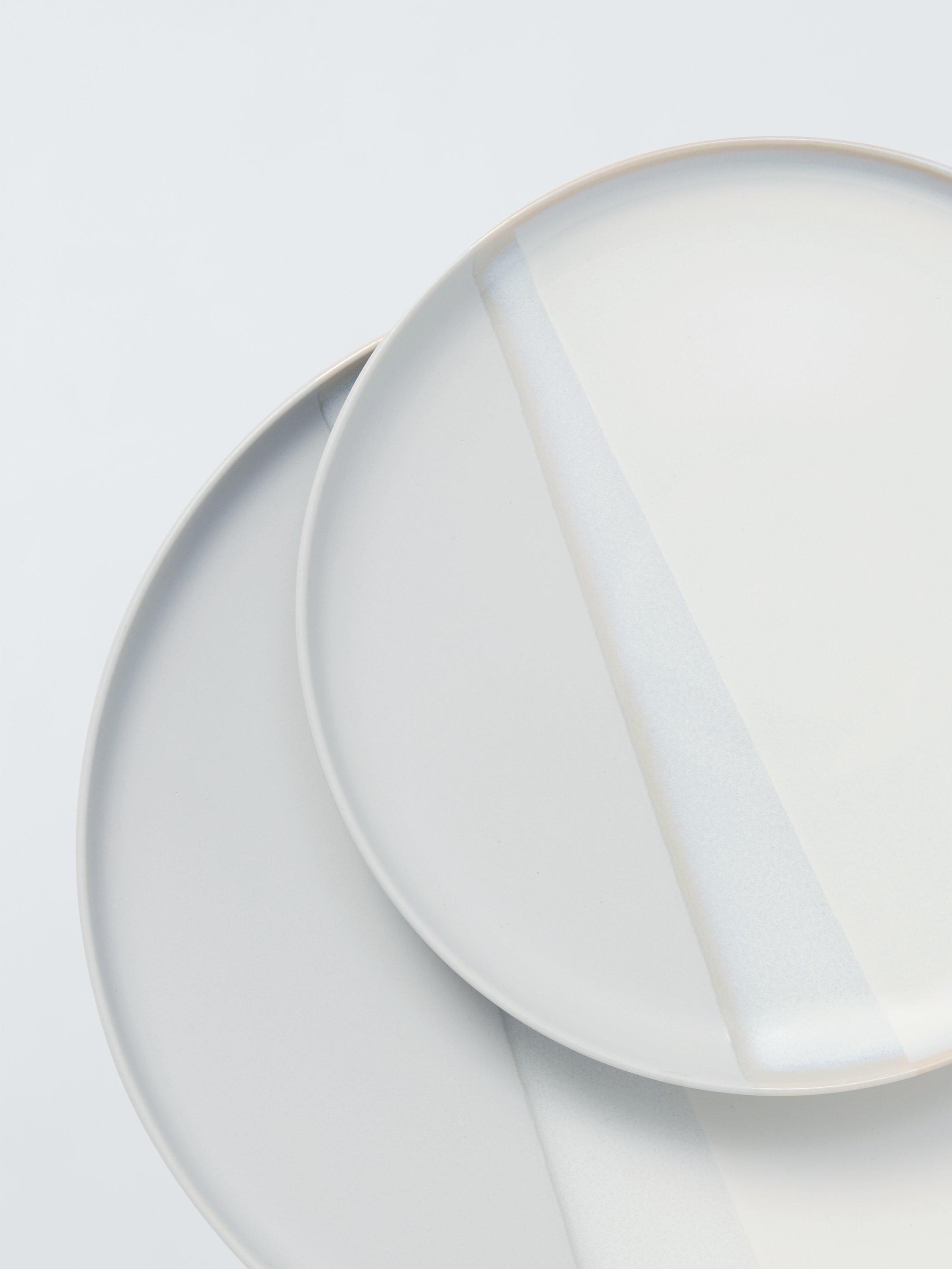 John Lewis stoneware dinnerware set 12-piece dipped glaze white/grey - British product