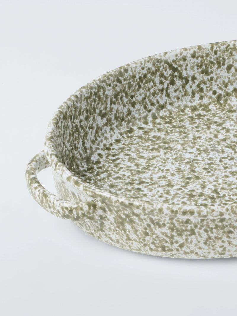 John Lewis green speckle glaze stoneware serving dish 1.8L - British product