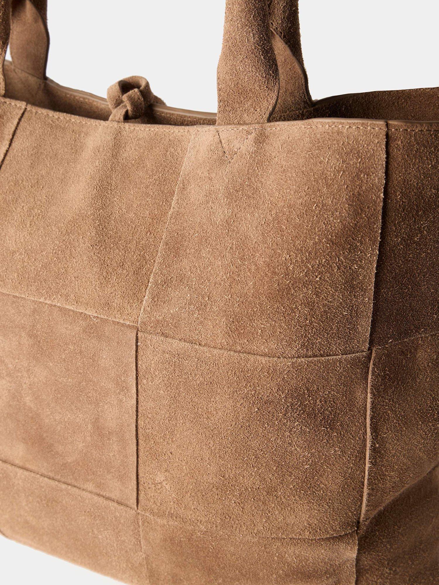 Mint Velvet suede patchwork tote bag tan (British brand)
