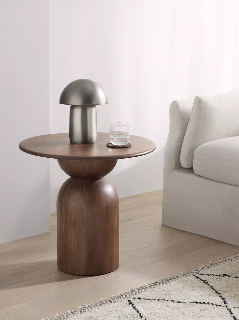 John Lewis Adina round side table walnut, imported from the UK