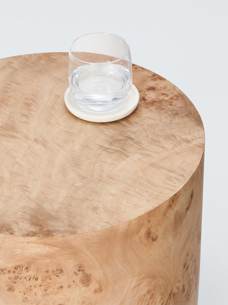 John Lewis Burl side table with unique veneer, imported from the UK