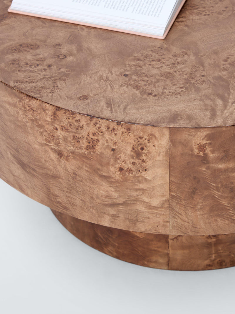 John Lewis round coffee table with burl veneer top, UK version