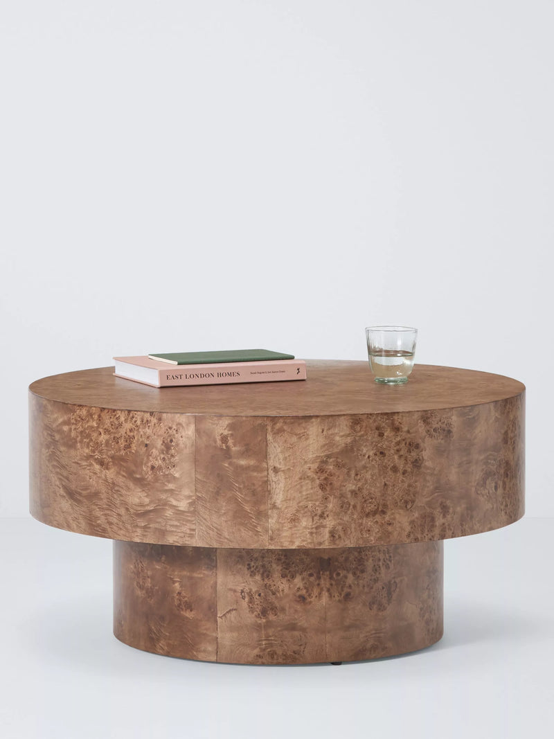 John Lewis round coffee table with burl veneer top, UK version