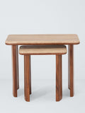 John Lewis Adina travertine nest of 2 tables walnut (British brand)