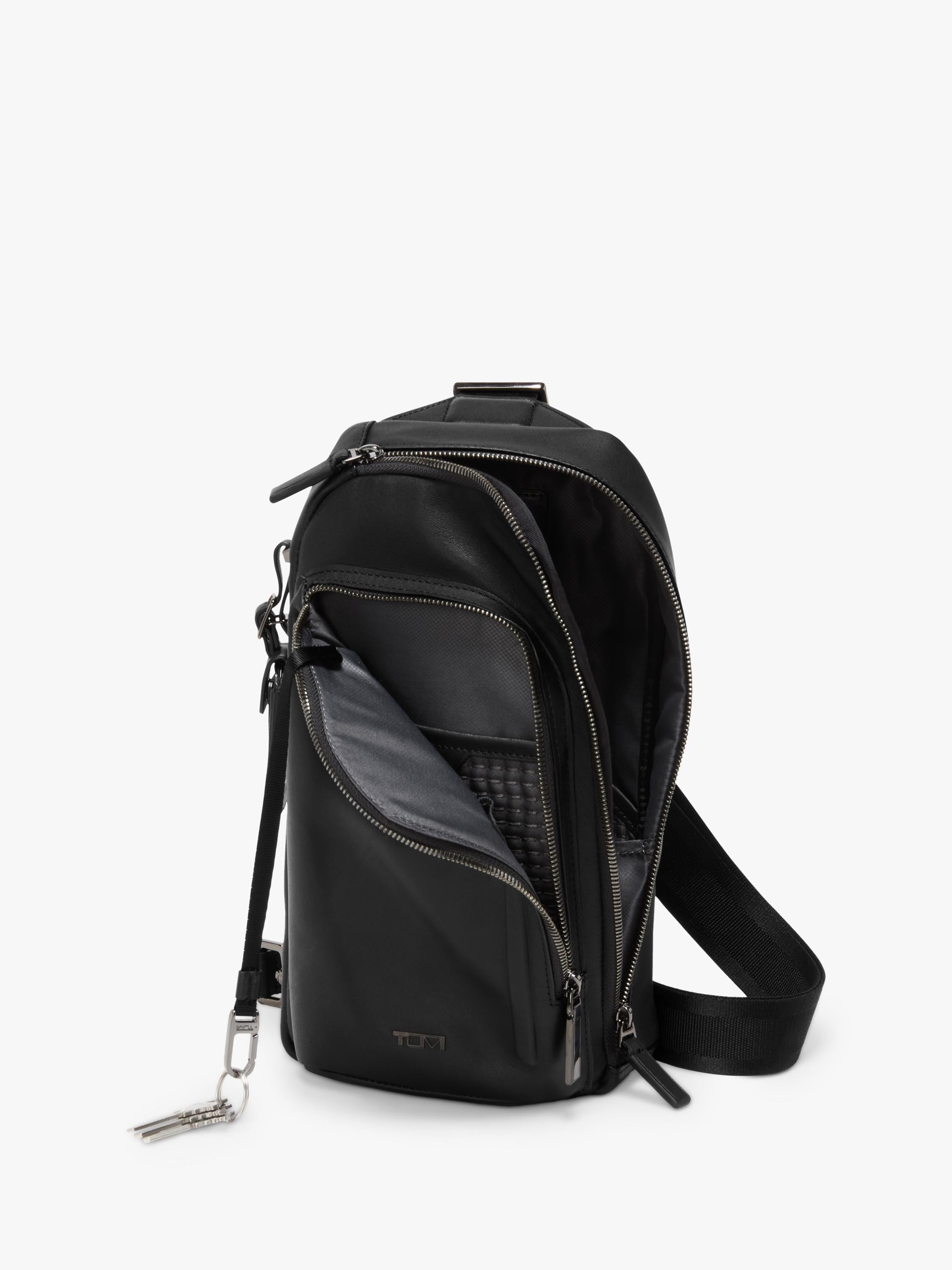 TUMI leather sling bag 12.5L Black Bombe (British brand)